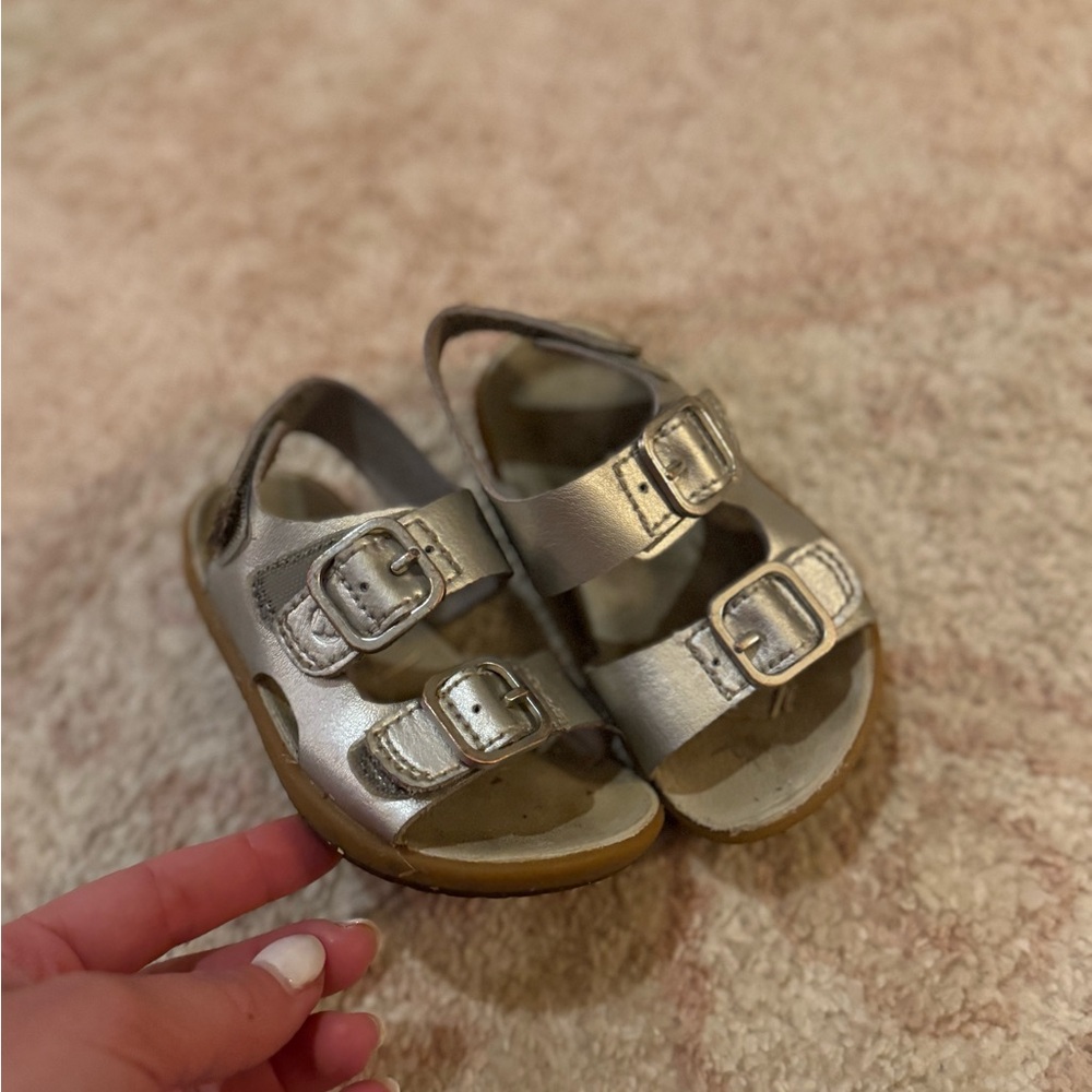Stride Rite Silver Sandals with Adjustable Straps